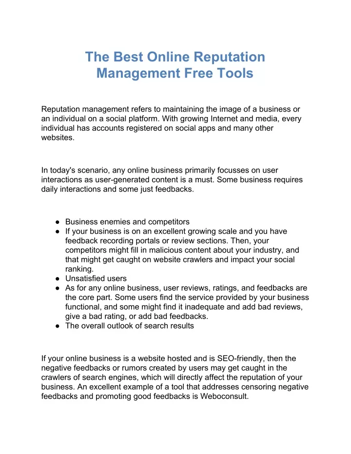 the best online reputation management free tools