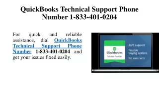QuickBooks Technical Support Phone Number 1-833-401-0204