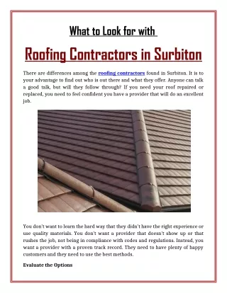 What to Look for with Roofing Contractors in Surbiton