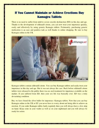 If You Cannot Maintain or Achieve Erections Buy Kamagra Tablets