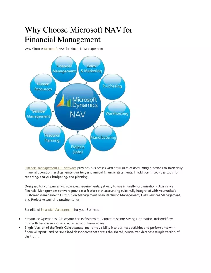 why choose microsoft nav for financial management