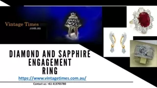 Diamond and sapphire engagement ring buy online at Vintage Times