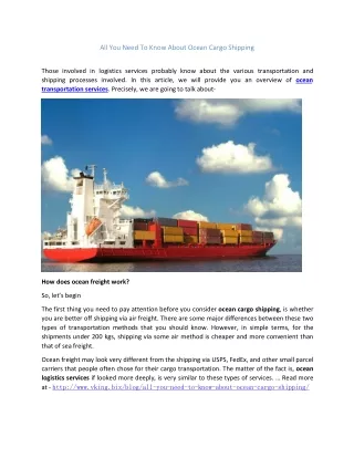 All You Need To Know About Ocean Cargo Shipping