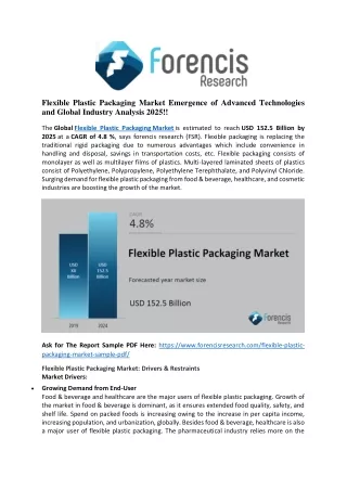 Flexible Plastic Packaging Market Intelligence Report for Comprehensive Information 2019-25