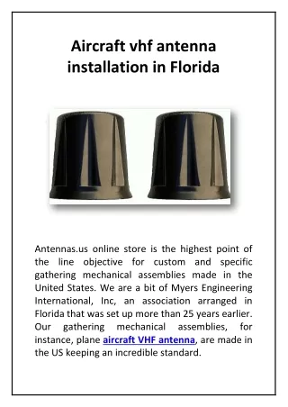 Aircraft vhf antenna installation in Florida