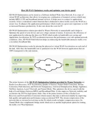 How SD-WAN Optimizers works and optimize your device speed