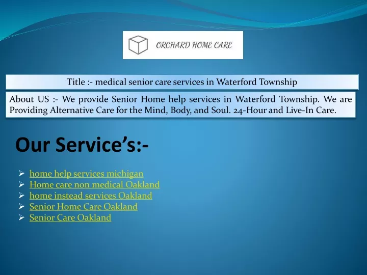 title medical senior care services in waterford