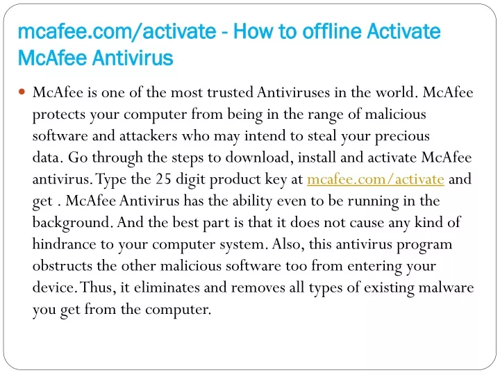 mcafee com activate how to offline activate mcafee antivirus