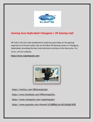 Gaming Zone Hyderabad Telangana | VR Gaming Cafe