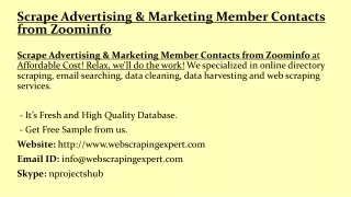 Scrape Advertising & Marketing Member Contacts from Zoominfo