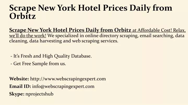scrape new york hotel prices daily from orbitz