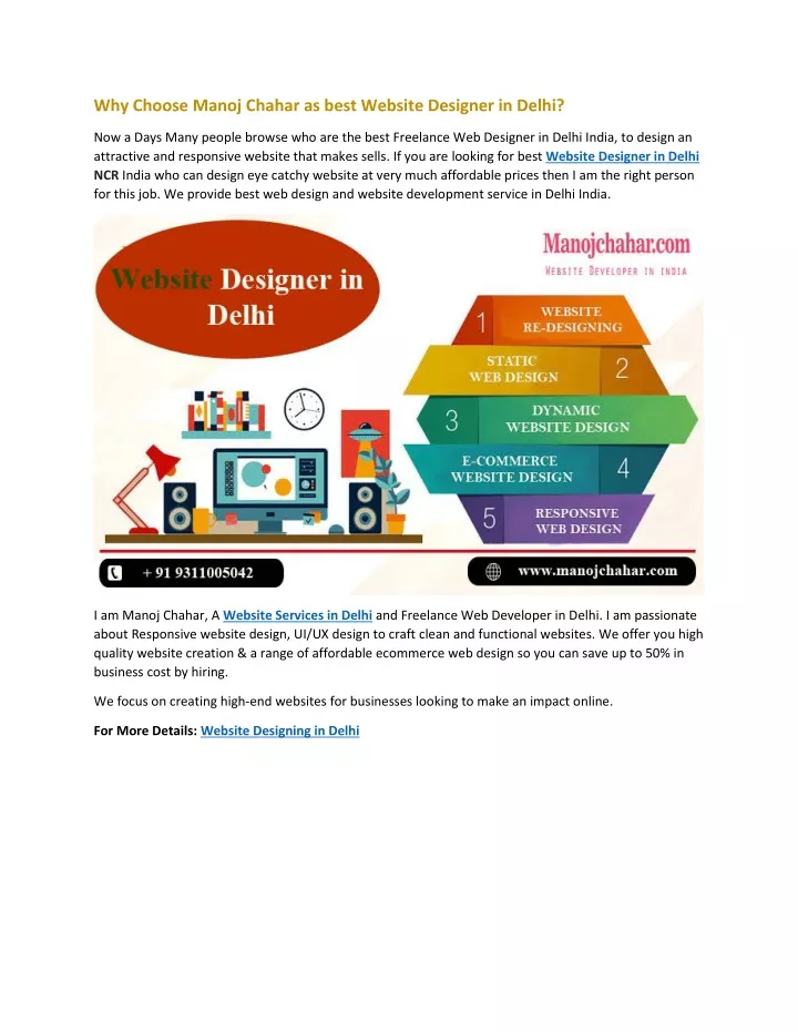 why choose manoj chahar as best website designer