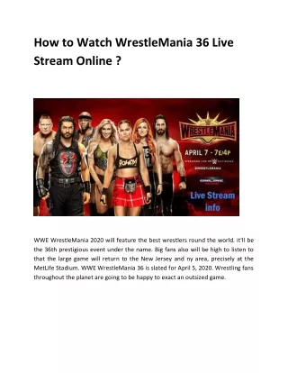 How to Watch WrestleMania 36 Live Stream Online ?
