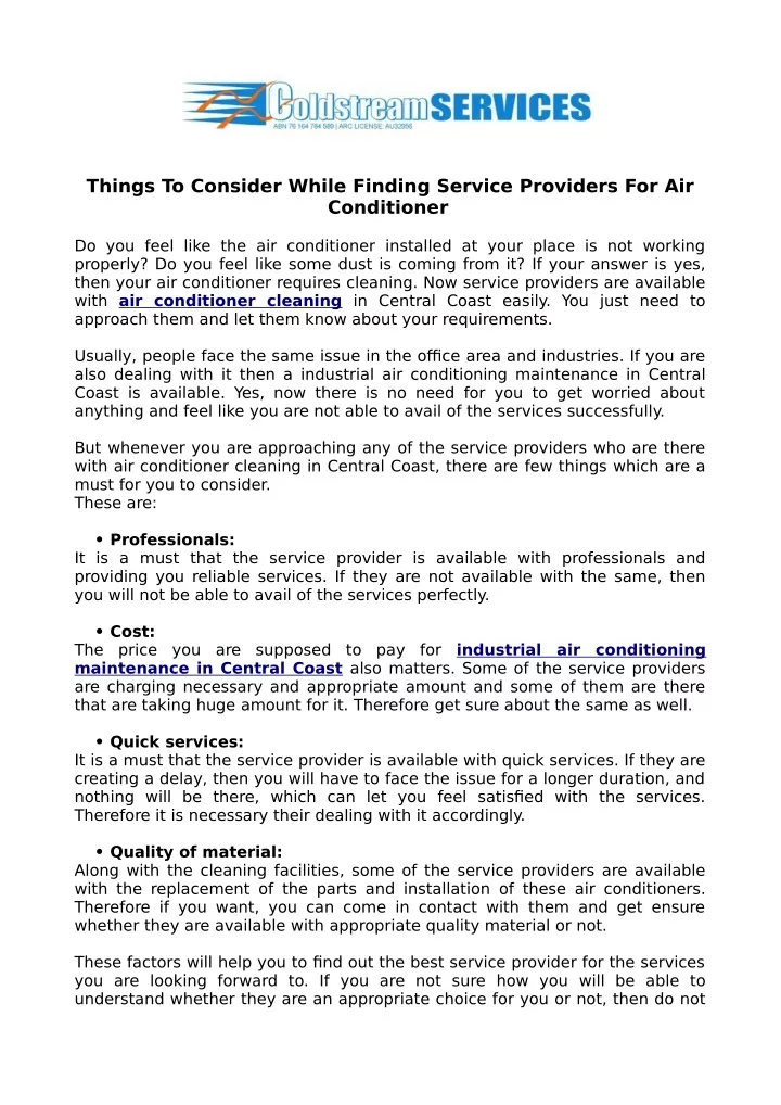 things to consider while finding service