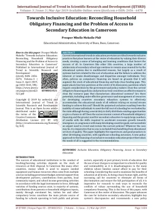 Towards Inclusive Education Reconciling Household Obligatory Financing and the Problem of Access to Secondary Education