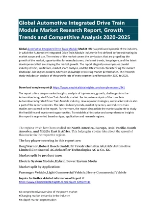 Global Automotive Integrated Drive Train Module Market Research Report, Growth Trends and Competitive Analysis 2020-2025