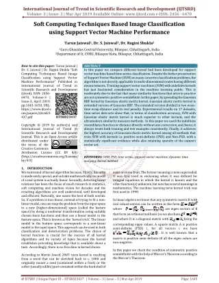 Soft Computing Techniques Based Image Classification using Support Vector Machine Performance