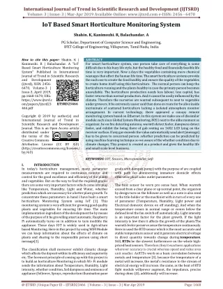 IoT Based Smart Horticulture Monitoring System