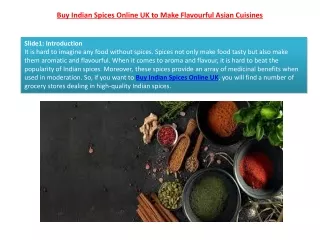 Buy Indian Spices Online UK to Make Flavourful Asian Cuisines
