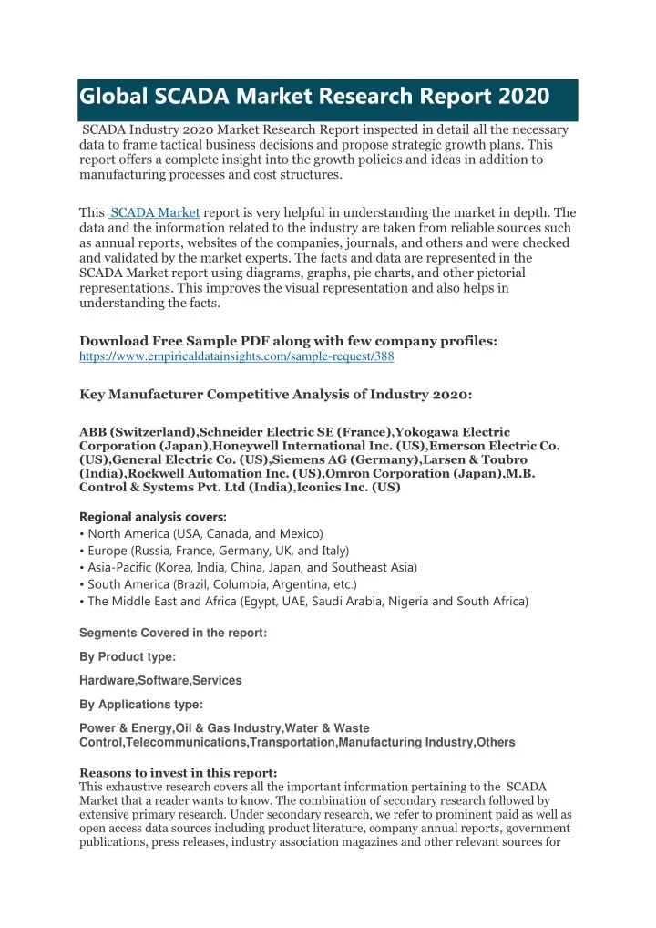 global scada market research report 2020