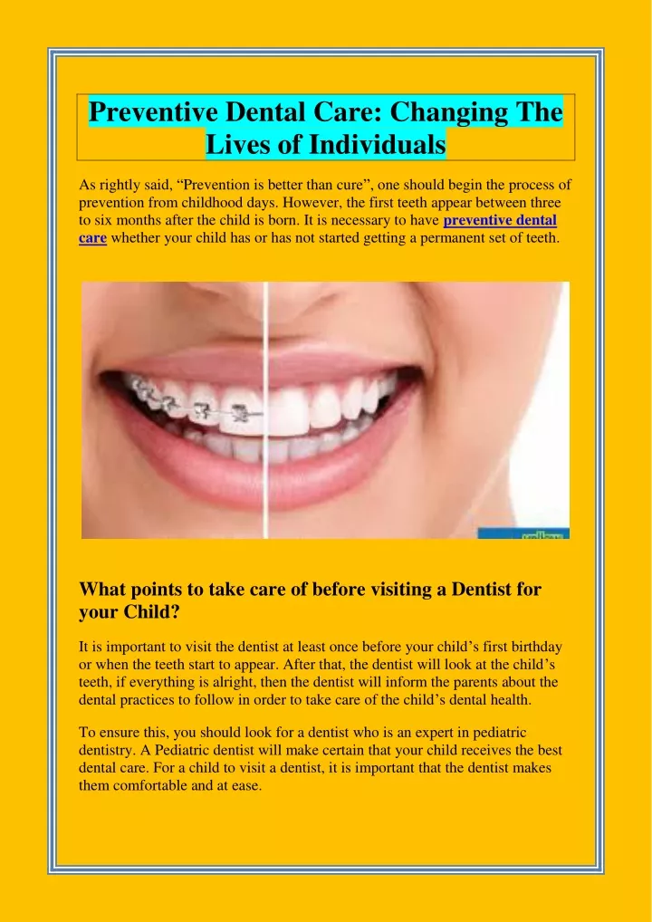 preventive dental care changing the lives