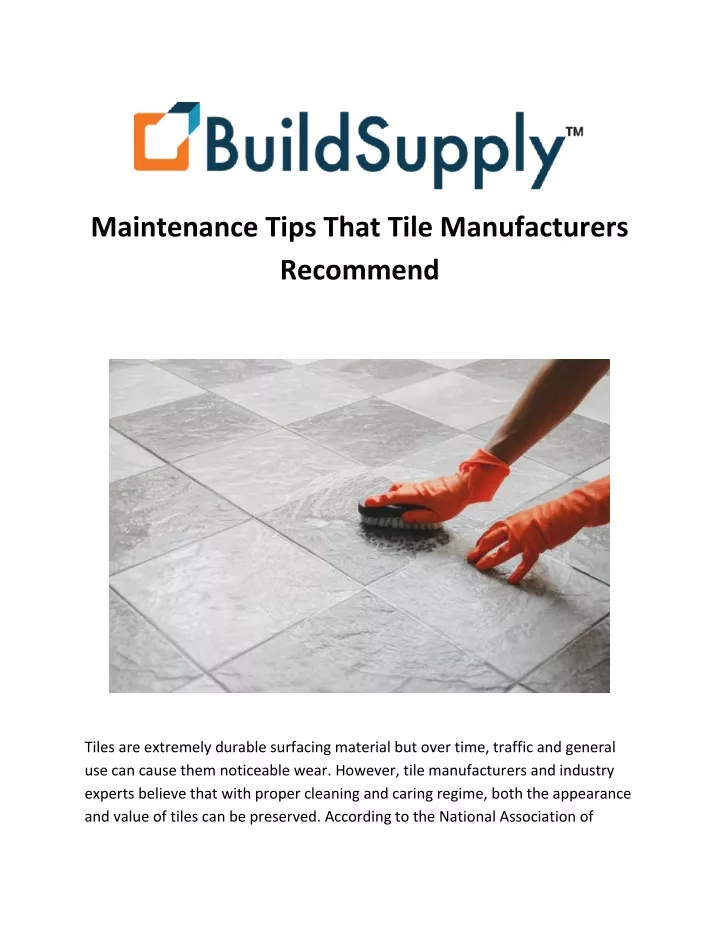 maintenance tips that tile manufacturers recommend