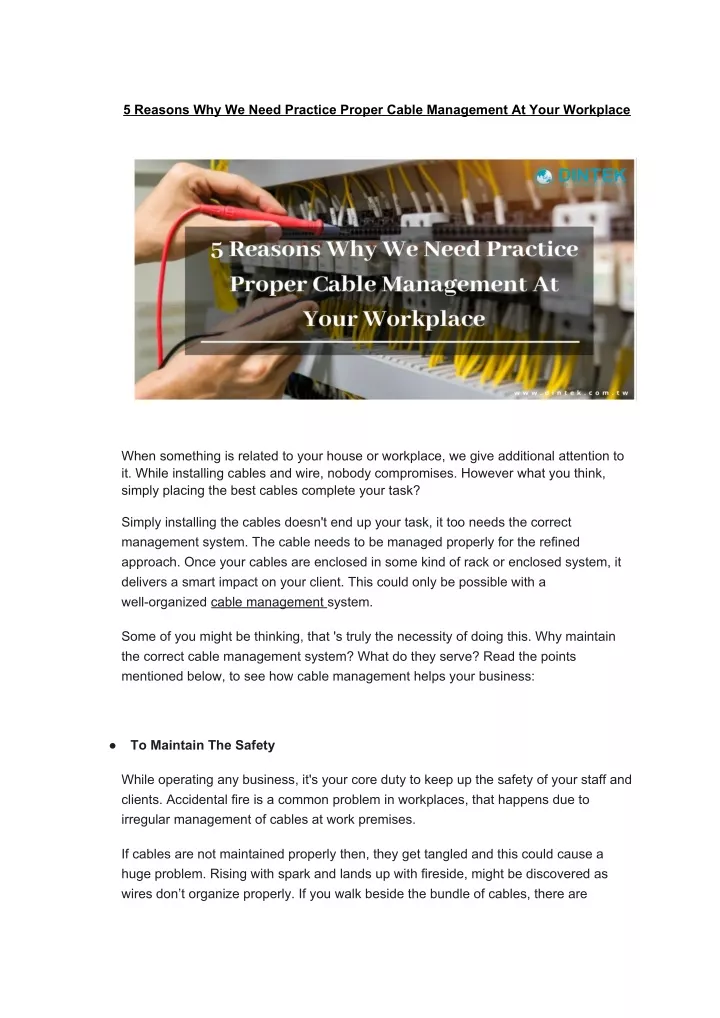 5 reasons why we need practice proper cable