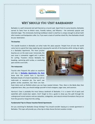 Why Should You Visit Barbados?
