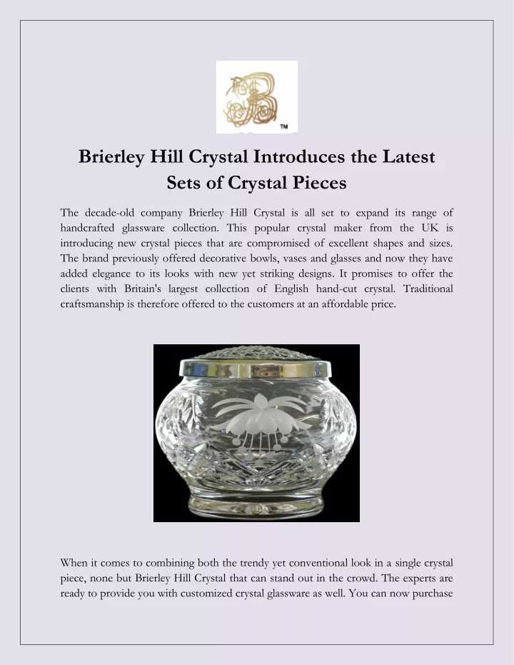 brierley hill crystal introduces the latest sets