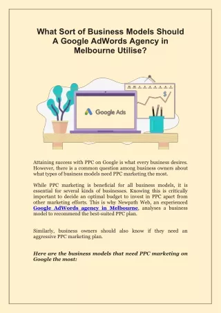 What Sort of Business Models Should A Google AdWords Agency in Melbourne Utilise?