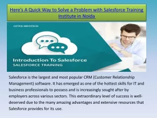 Best Salesforce Training Course In Noida