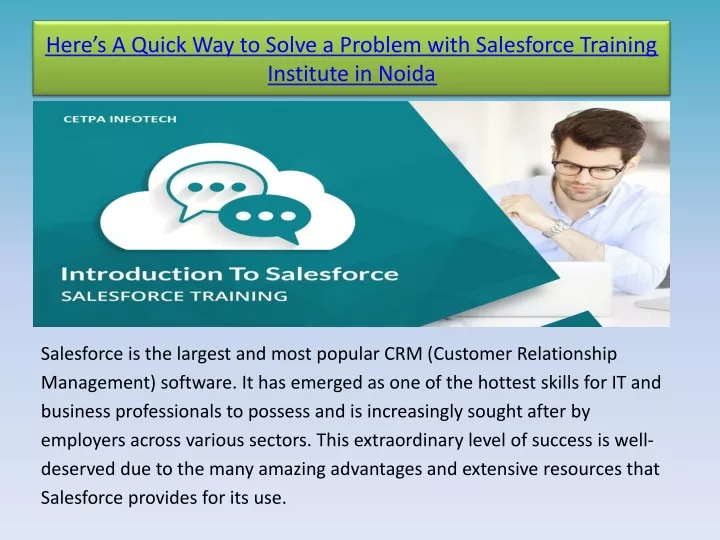 here s a quick way to solve a problem with salesforce training institute in noida