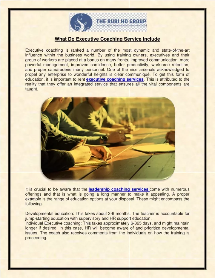 what do executive coaching service include