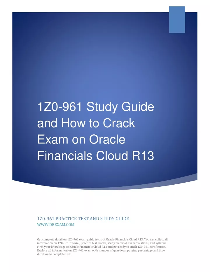 1z0 961 study guide and how to crack exam