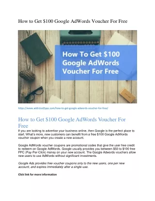 How to Get $100 Google AdWords Voucher For Free