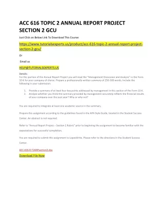 ACC 616 TOPIC 2 ANNUAL REPORT PROJECT SECTION 2 GCU