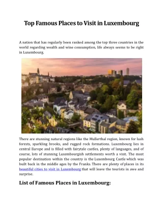 Famous Places to Visit in Luxembourg