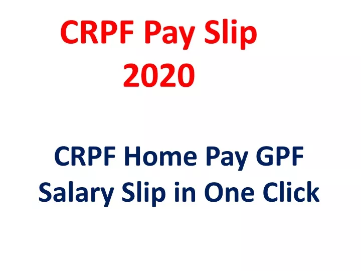 crpf pay slip 2020