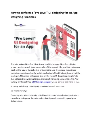 How to perform a "Pro Level" UI designing for an App: Designing Principles