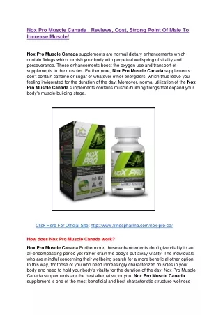 Nox Pro Muscle Canada Reviews, Cost, Strong Point Of Male To Increase Muscle!