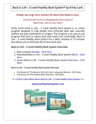 (PDF) Back To Life System PDF Download: 3 Level Healthy Back System