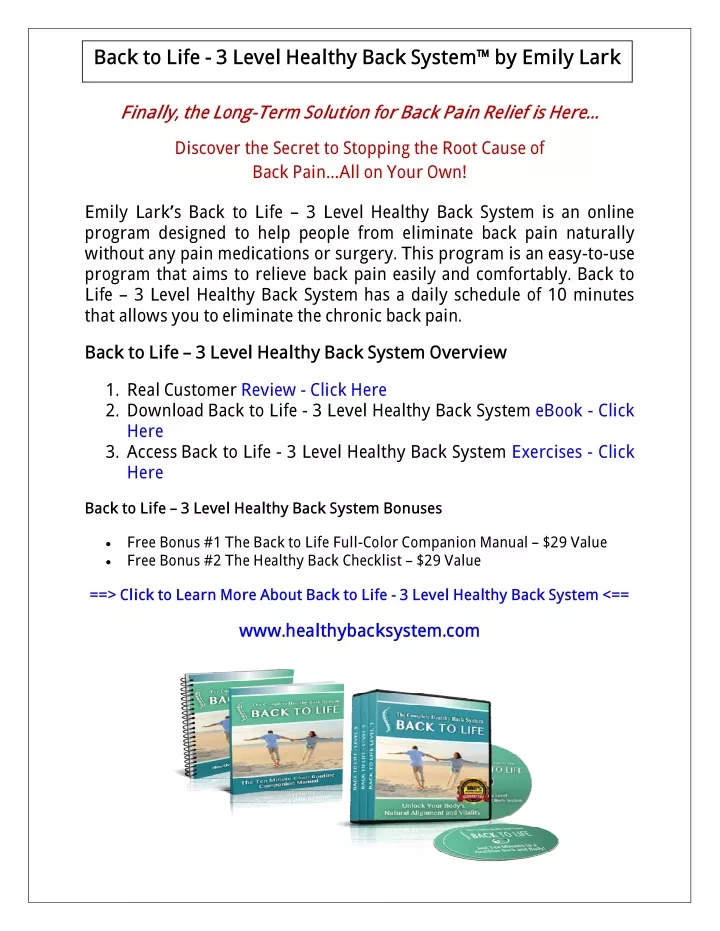 back to life 3 level healthy back system by emily