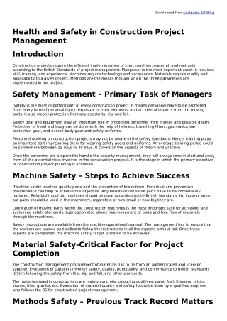 Health and Safety in Construction Project Management