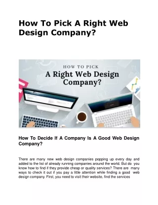How To Pick A Right Web Design Company?
