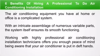 6 Benefits Of Hiring A Professional To Do Air Conditioning Installation