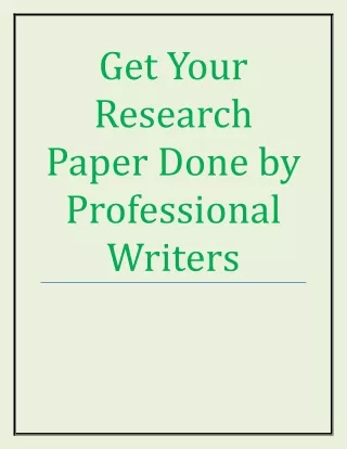 Get Your Research Paper Done by Professional Writers