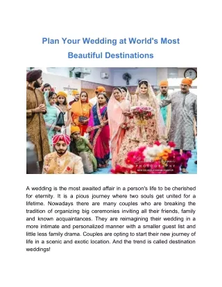 Plan Your Wedding at World's Most Beautiful Destinations