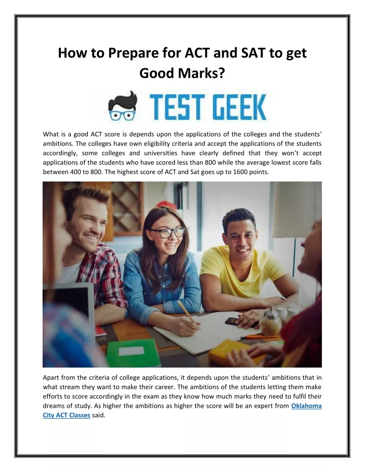 how to prepare for act and sat to get good marks