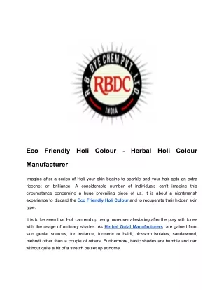 Eco Friendly Holi Colour - Herbal Holi Colour Manufacturer