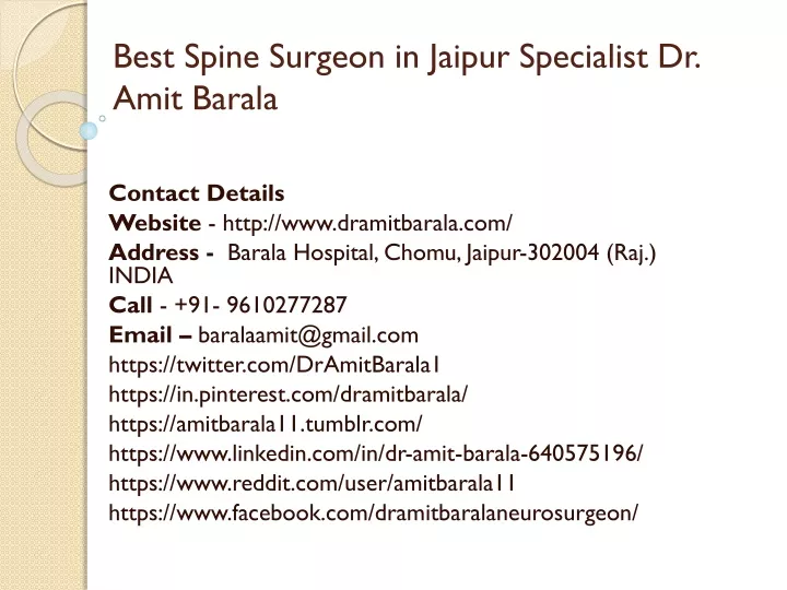 best spine surgeon in jaipur specialist dr amit barala